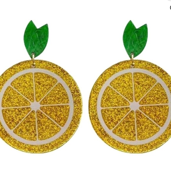 Sparkly Lemon Statement Drop Earrings - Picture 7 of 16